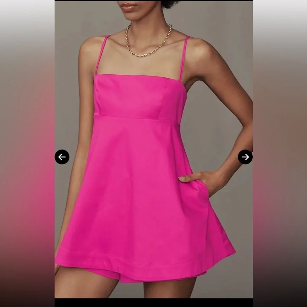 Anthropologie Pink Square Neck Peplum Romper NWT SIZE 2 - Picture 2 of 11